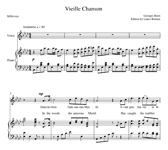 Vieille Chanson (20 Melodies, #3) Georges Bizet (High Voice)