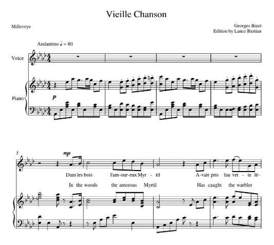 Vieille Chanson (20 Melodies, #3) Georges Bizet (High Voice)