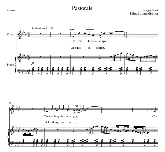 Pastorale (20 Melodies, #9) Georges Bizet (High Voice)