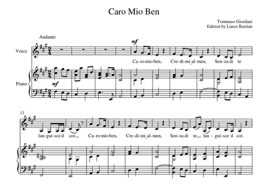 Caro Mio Ben (low voice)